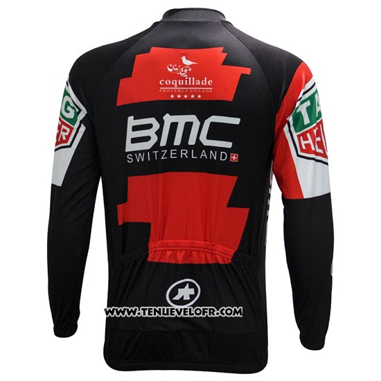 2017 Maillot Ciclismo BMC Rouge et Blanc Manches Longues et Cuissard